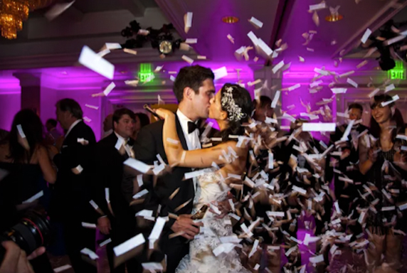 Wedding Reception Entrance - Wedding Couple With Confetti