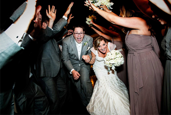 Wedding Reception Entrance - Bride And Groom In Human Tunnel